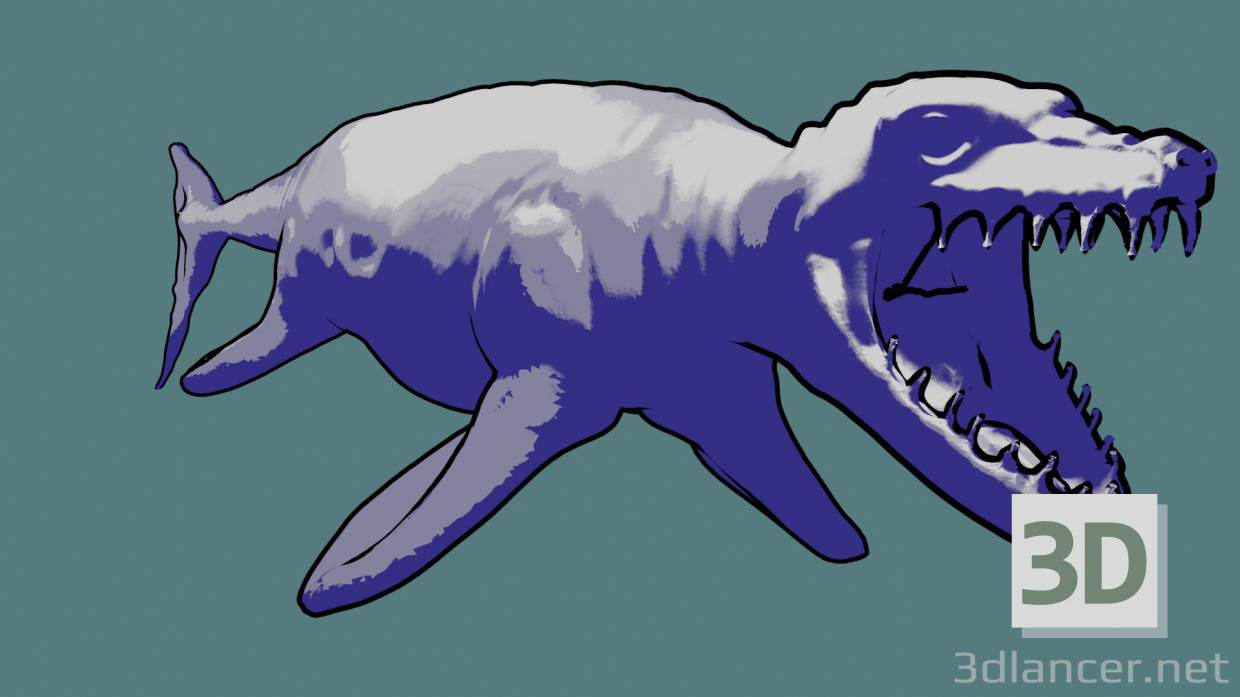 3d Вдохновленный Мосазавром водный монстр модель купить - ракурс