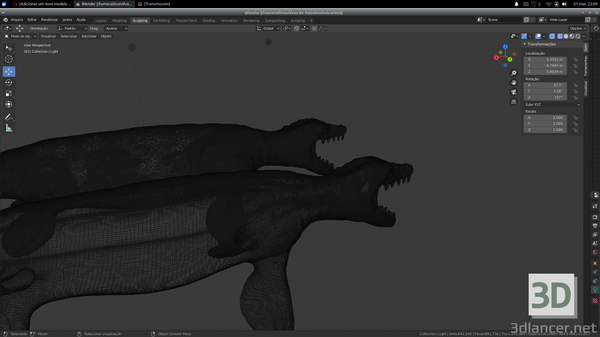 3d Mosasaur-inspired water monster model buy - render