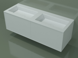 Washbasin with drawers (06UC83421, Glacier White C01, L 144, P 50, H 48 cm)