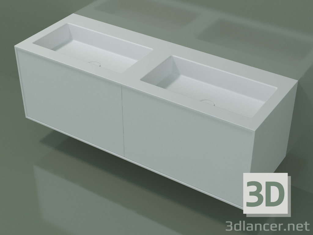 modello 3D Lavabo con cassetti (06UC83421, Glacier White C01, L 144, P 50, H 48 cm) - anteprima