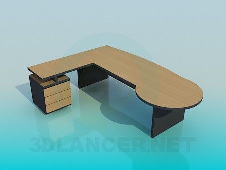 3d модель Большой угловой рабочий стол – превью
