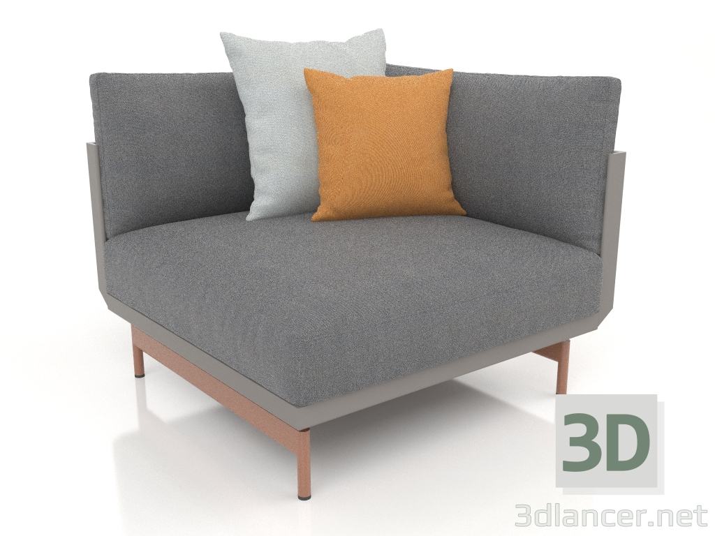 modèle 3D Module canapé, section 6 (Gris quartz) - preview
