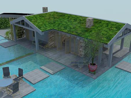 3d model Casa con piscina - vista previa