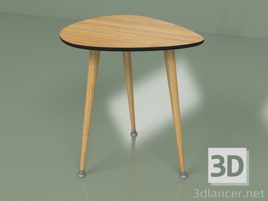 modèle 3D Table d'appoint Drop (noir, placage clair) - preview