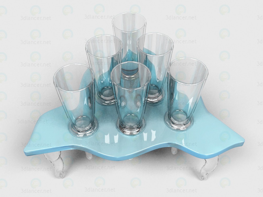 modèle 3D de Un coffret de verres avec support acheter - rendu