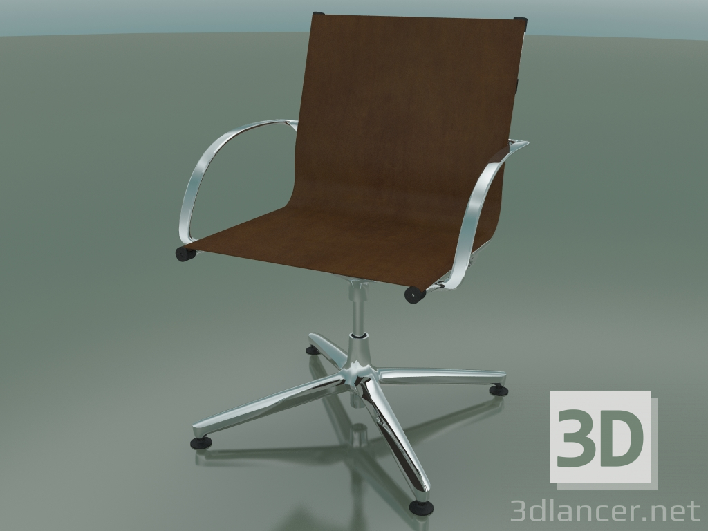 3D Modell Drehstuhl mit Armlehnen auf 4 Beinen, mit Lederbezug (1202) - Vorschau