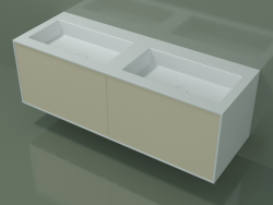 Washbasin with drawers (06UC83421, Bone C39, L 144, P 50, H 48 cm)