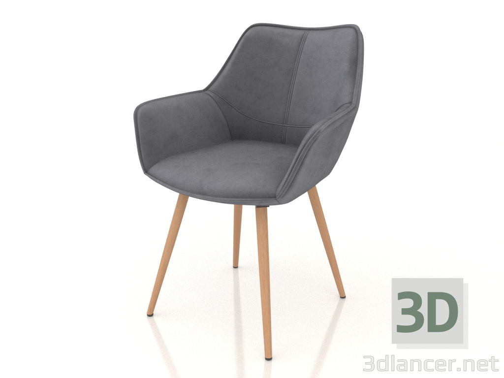 3D modeli Sandalye Ursula (koyu gri - ahşap) - önizleme