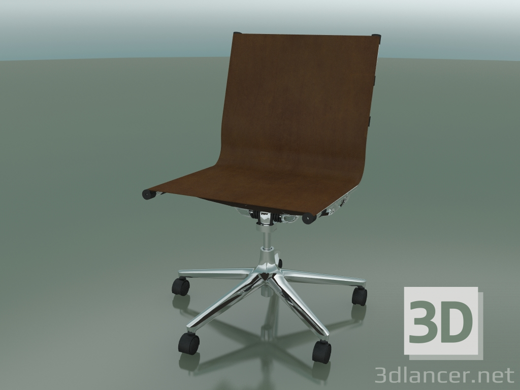 3d model 5-wheel swivel chair with leather upholstery (1210) - preview
