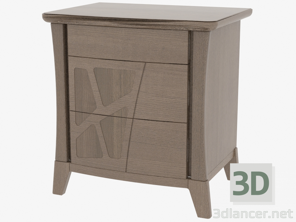 3D Modell Nachttisch mit Schubladen dritten auf gekrümmten Beinen CDMONC - Vorschau