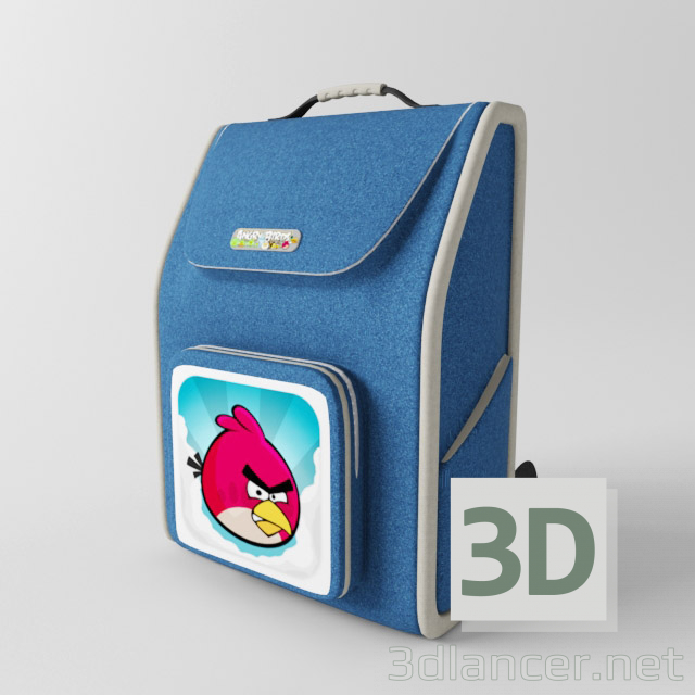 3D modeli okul sırt çantası, el çantası - önizleme