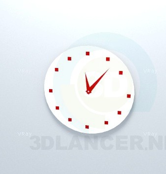 modèle 3D horloge murale rouge - preview