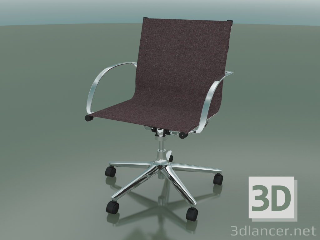 3d model Swivel chair with armrests on 5 wheels, with fabric upholstery (1211) - preview