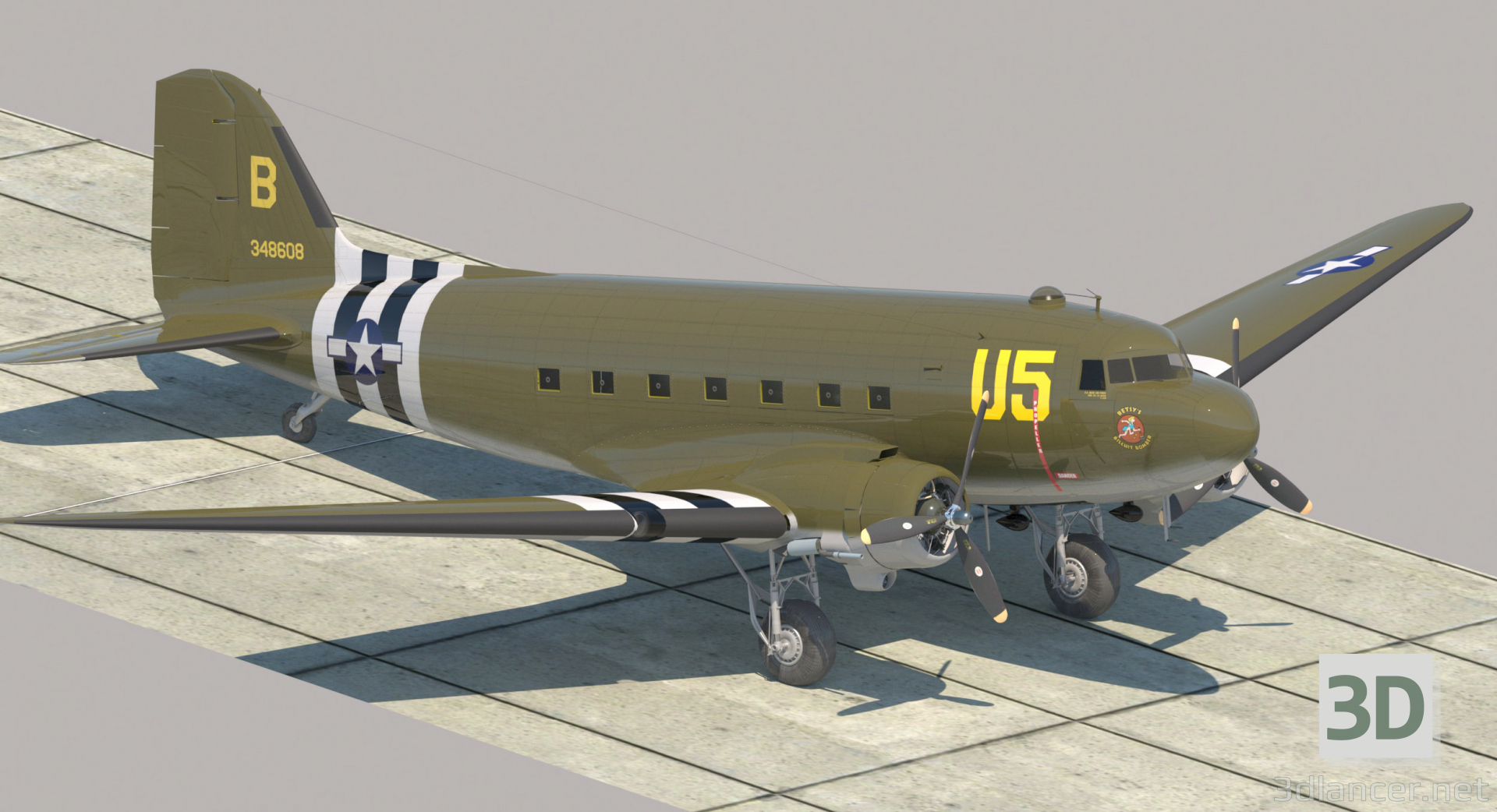 3D C-47 "Skytrain" modeli satın - render