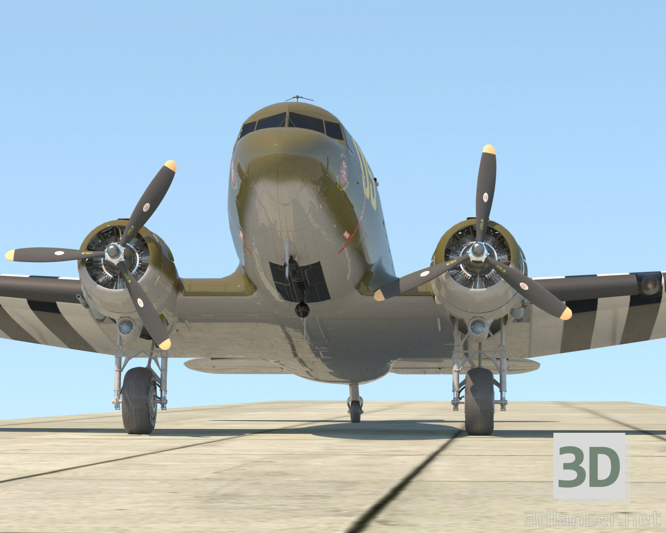 3d C-47 «Ска́йтрэйн» модель купить - ракурс