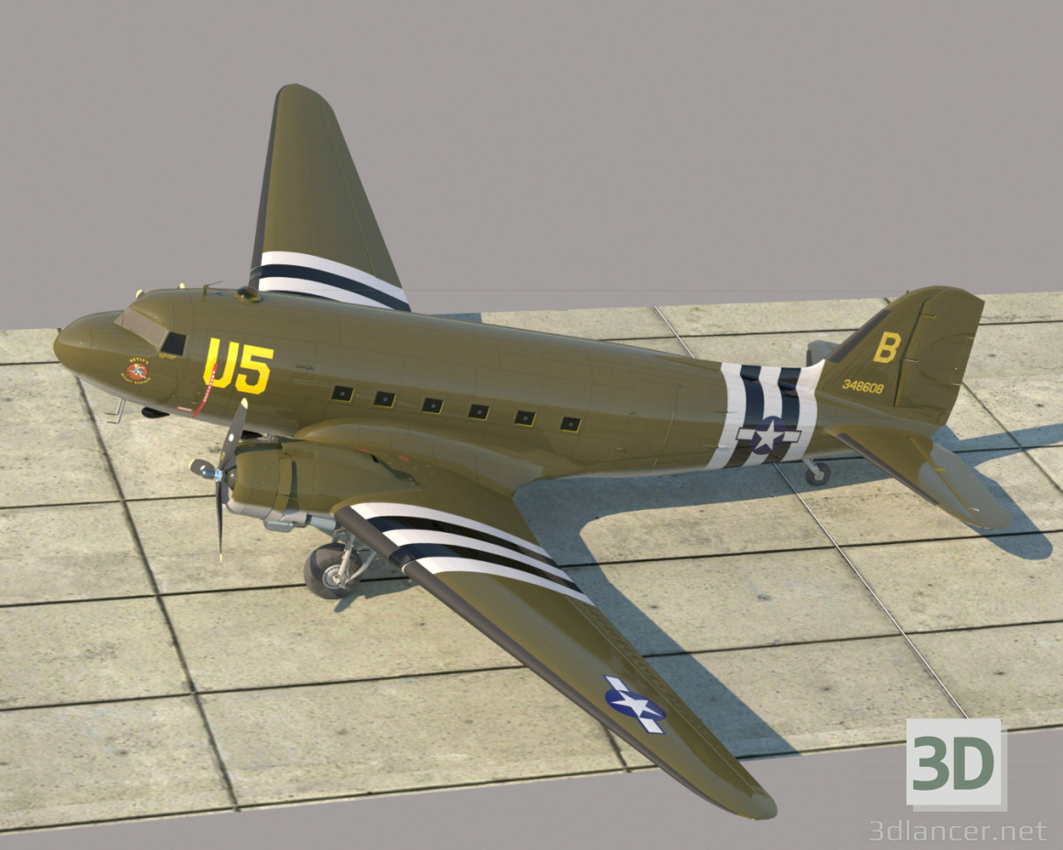 3 डी सी-47 "स्काईट्रेन" मॉडल खरीद - रेंडर