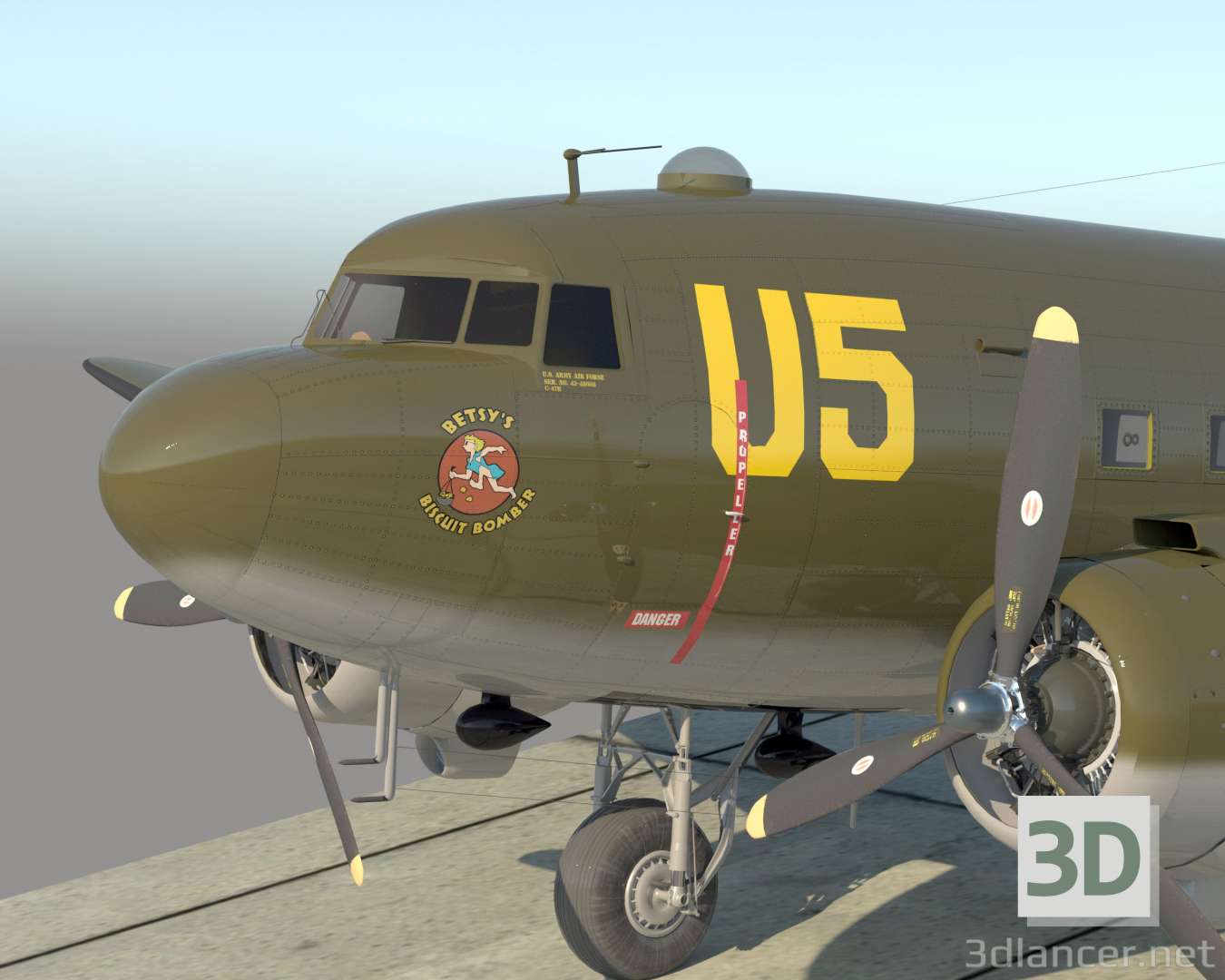 3D C-47 "Skytrain" modeli satın - render