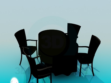 3D Modell Küche, Tisch und Stühlen - Vorschau