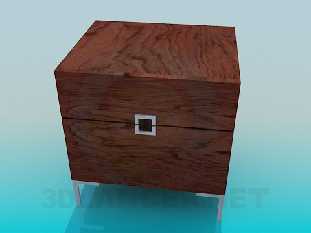 Modelo 3d Uma pequena mesa de cabeceira de madeira - preview