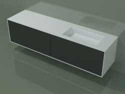 Washbasin with drawers (06UCA34D1, Deep Nocturne C38, L 192, P 50, H 48 cm)