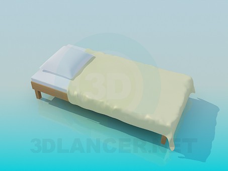 3d модель Односпальная кровать без изголовья – превью