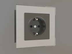 Socket with grounding, shutters and lighting (gray-brown)