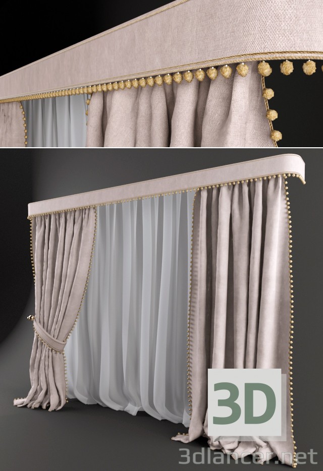 3D Modell Fenster-Vorhang - Vorschau
