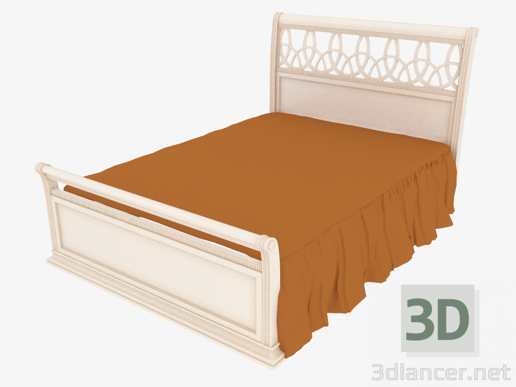 3 डी मॉडल डबल बेड, लाइट फिनिश - पूर्वावलोकन