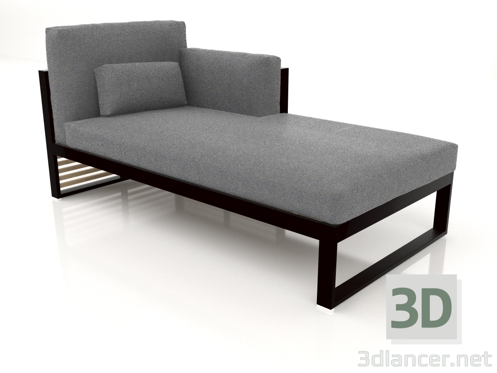 3D Modell Modulares Sofa, Abschnitt 2 rechts, hohe Rückenlehne (Schwarz) - Vorschau