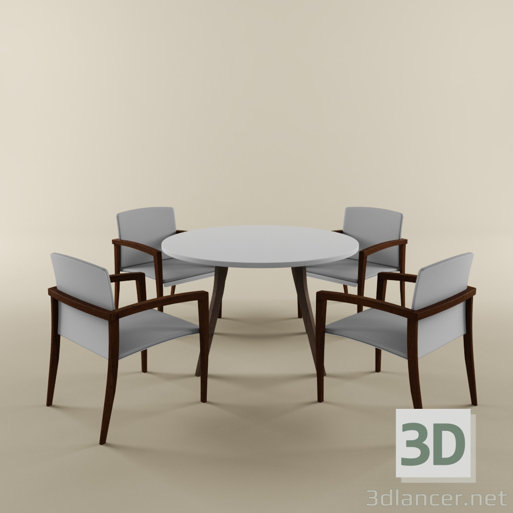 3 डी मॉडल तालिका + कुर्सियों - पूर्वावलोकन