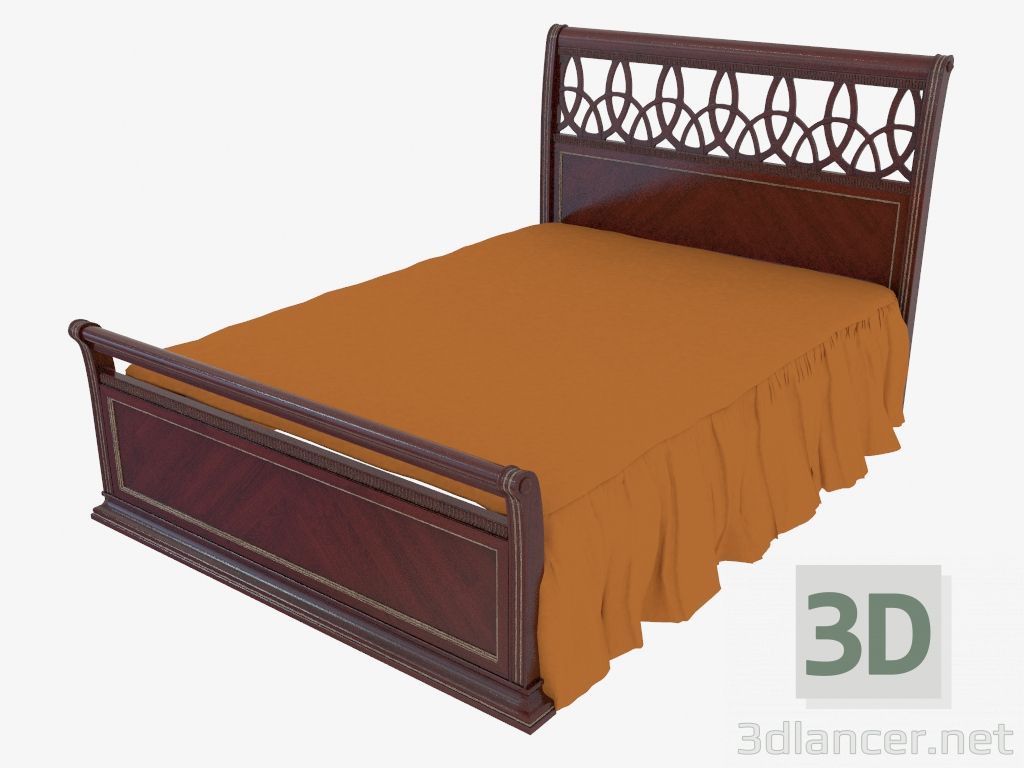 3D modeli Çift kişilik yatak, koyu kaplama - önizleme