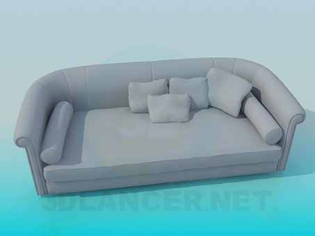 3d модель Диван з подушками і валиками – превью