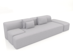 Coquettish straight 3-seater sofa and pouf