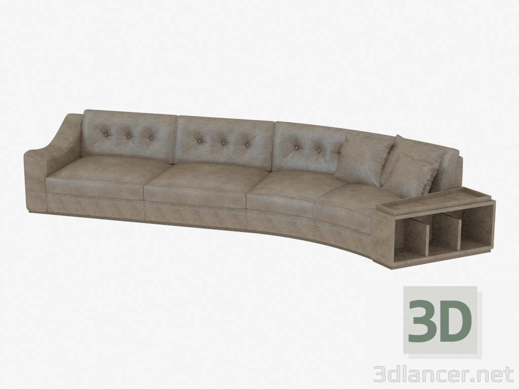 3d модель Сучасний шкіряний диван з полицями Золотий цирк (439х162х83) – превью
