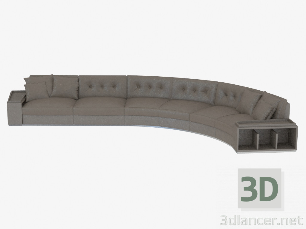 3d модель Сучасний шкіряний диван з полицями "Золотий цирк" (545х278х83) – превью