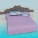 3d модель Шикарная двухспальная кровать – превью