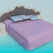 3d модель Шикарная двухспальная кровать – превью