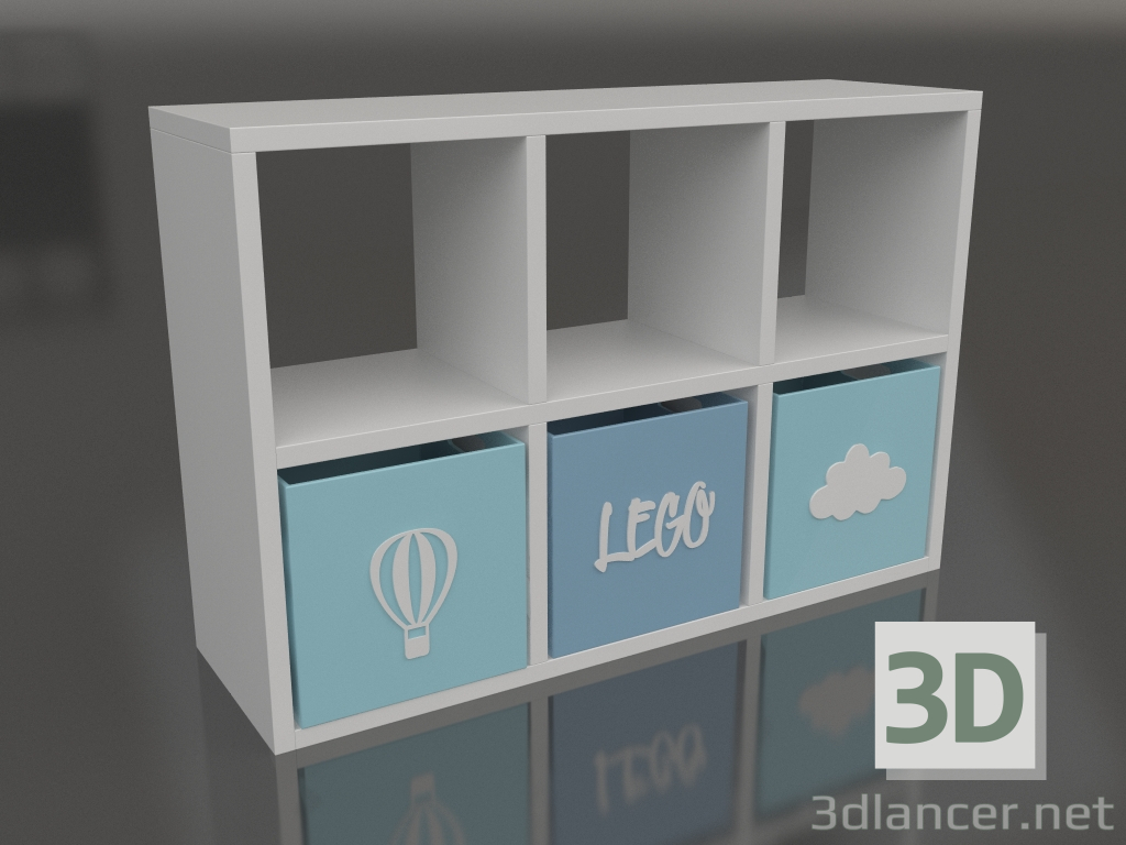 3D Modell Regal für Spielzeug mit Schubladen (3 Zellen + 3 Schubladen) - Vorschau