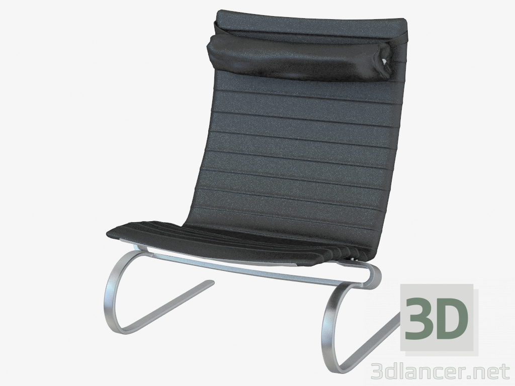 3d модель Кресло в кожаной обивке с подголовником PK20 – превью