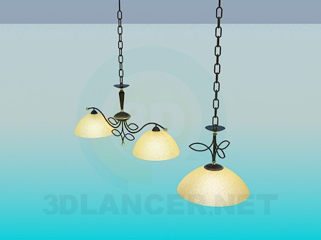 modello 3D Set di lampadario e lampada - anteprima