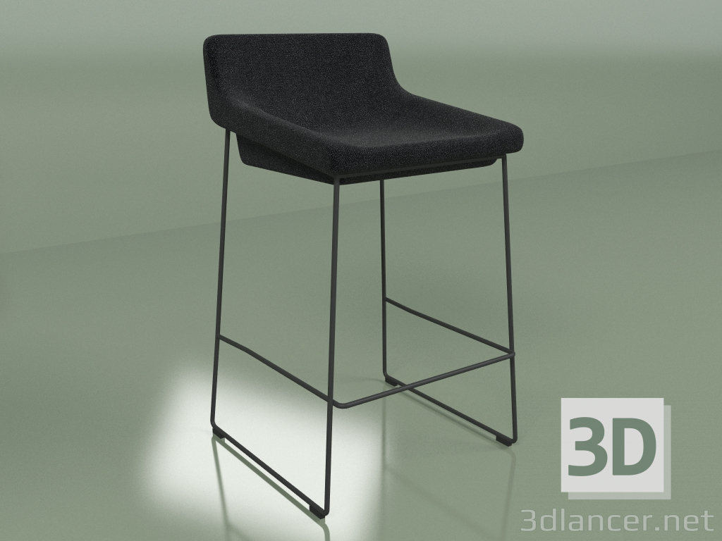 modello 3D Sedia semi-bar Comfy (nero) - anteprima
