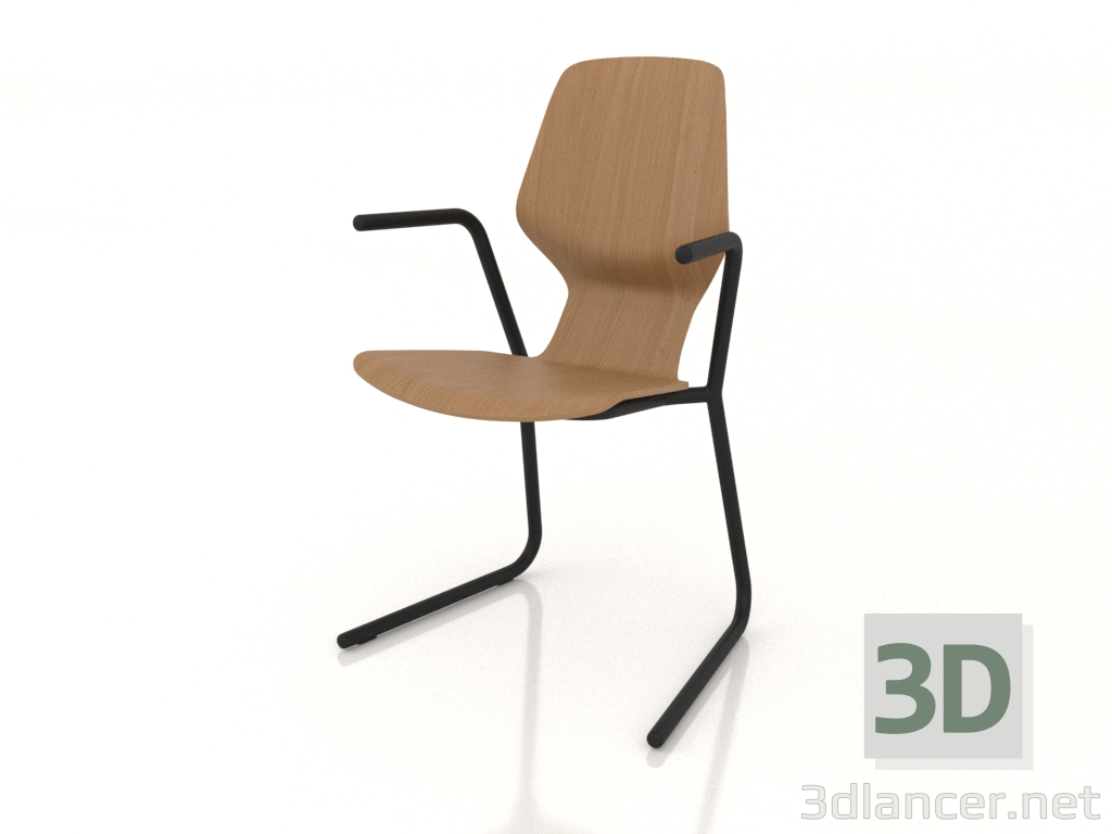 Modelo 3d Cadeira com pernas cantilever D25 mm com braços - preview