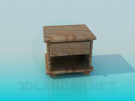 modello 3D Comodino in legno - anteprima
