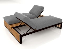 Cama doble para relajarse con estructura de aluminio de madera artificial (Negro)
