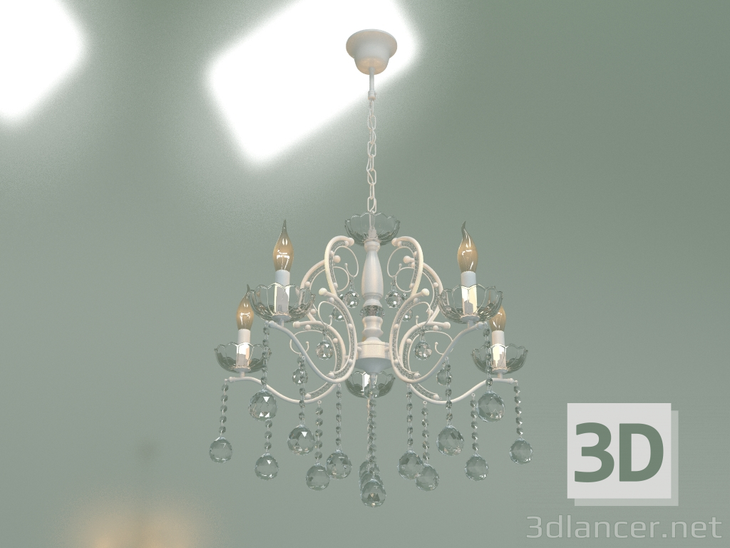 3d model Pendant chandelier Brezza 10107-5 (glossy white-clear crystal) - preview