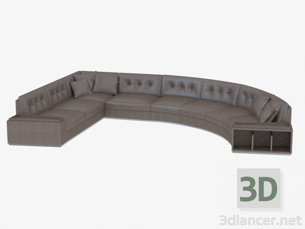 modèle 3D Canapé d'angle moderne avec étagères Golden Circus (512х354х83) - preview