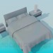3d model Double bed with cupboards - preview