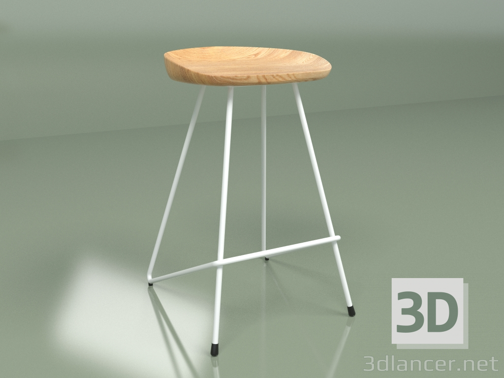modello 3D Mezza sedia da bar Henry Hairpin (bianco) - anteprima