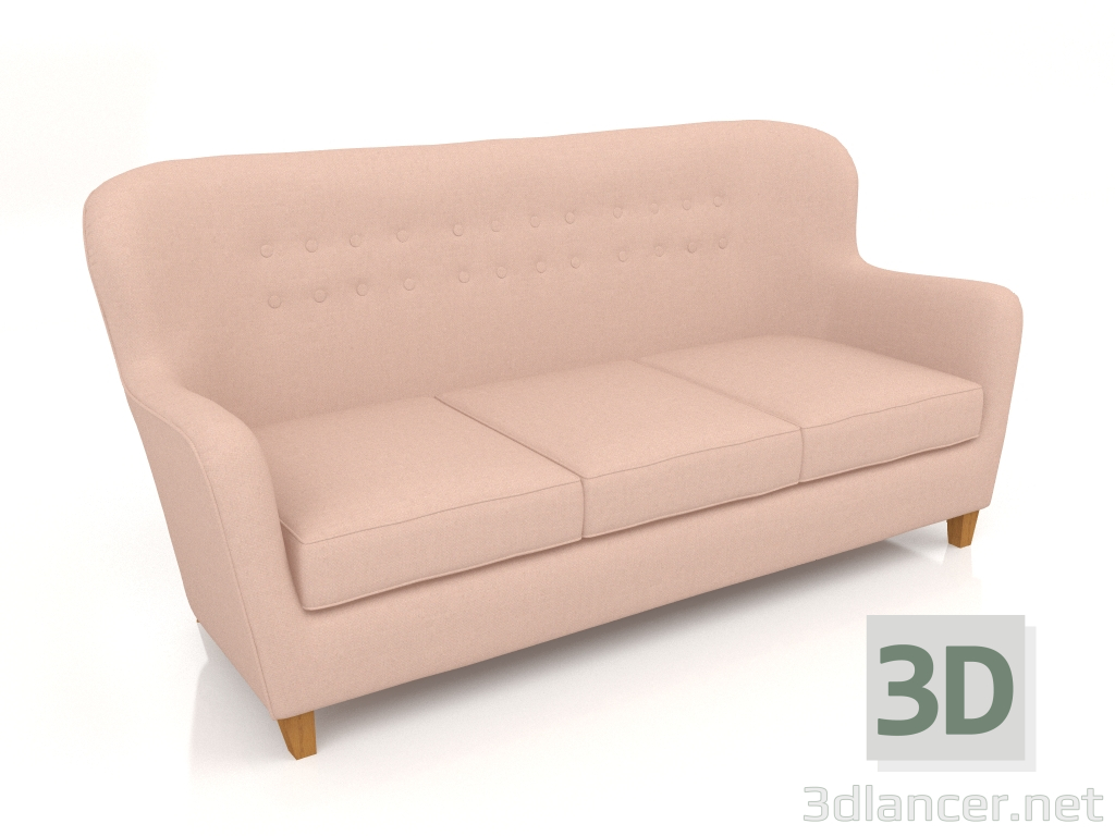 3D Modell Gerades 3-Sitzer-Sofa in Noir - Vorschau
