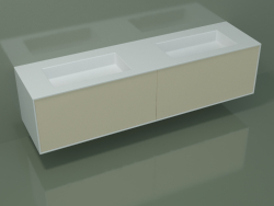 Washbasin with drawers (06UCA3421, Bone C39, L 192, P 50, H 48 cm)